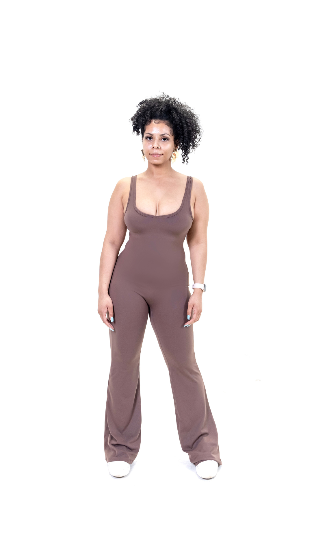 BROWN SCRUNCH JUMPSUIT