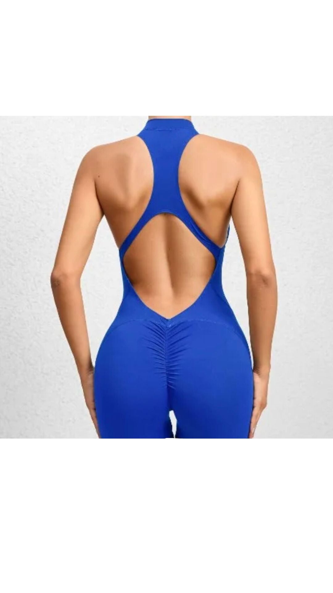BLUE ZIP UP RACER BACK SCRUNCH UNITARD