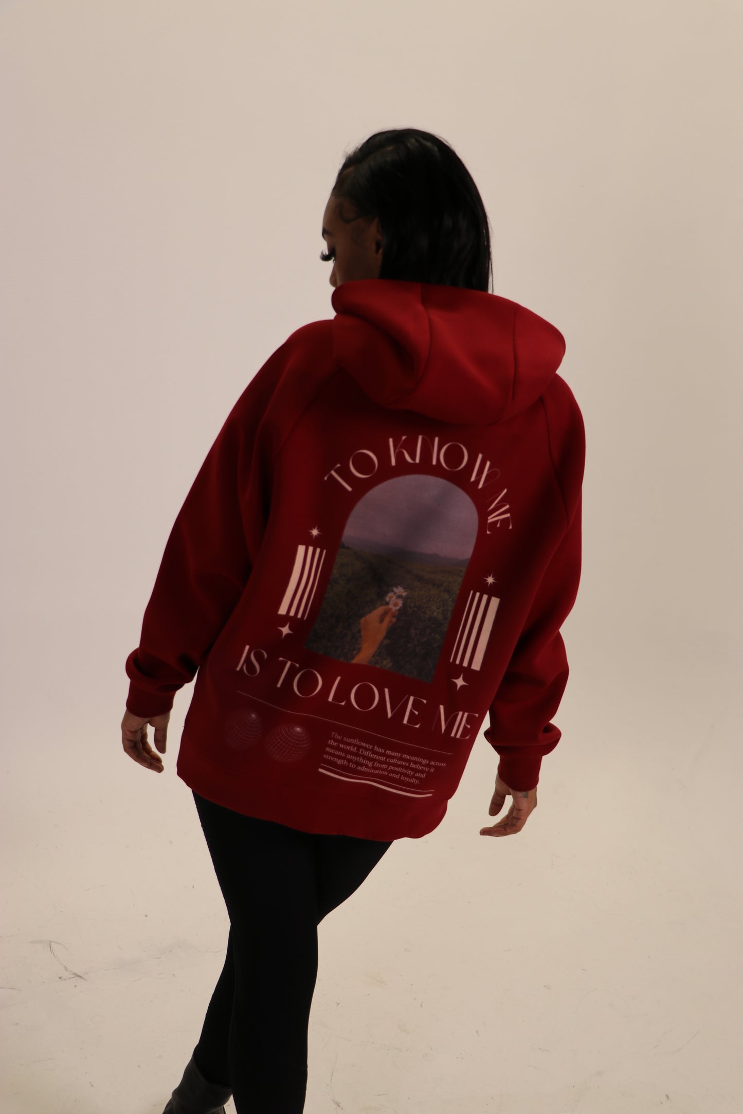 Sun Flower Reflection Maroon Pullover Hoodie