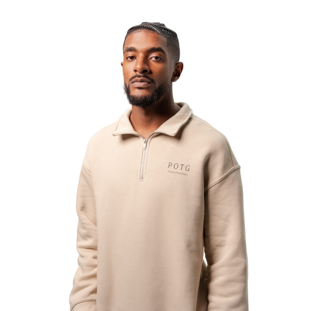 POTG Beige Half-Zip Sweatshirt – POTG Inc.